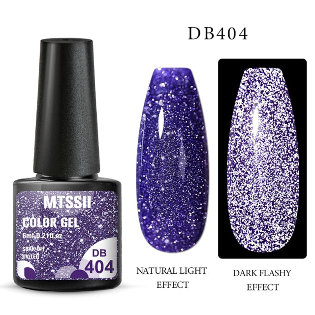 Mtssii 6ml Reflective Glitter Gel Nail Polish 8Colors Sparkling Auroras Laser Nail Gel Semi Permanent Soak Off UV Gel Varnish