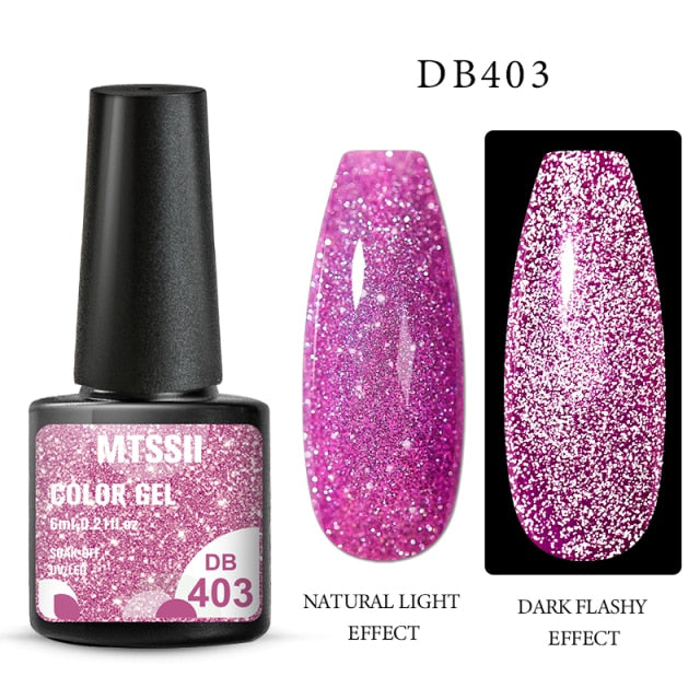 Mtssii 6ml Reflective Glitter Gel Nail Polish 8Colors Sparkling Auroras Laser Nail Gel Semi Permanent Soak Off UV Gel Varnish