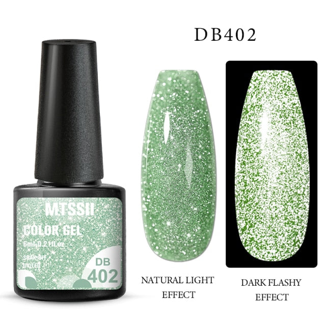 Mtssii 6ml Reflective Glitter Gel Nail Polish 8Colors Sparkling Auroras Laser Nail Gel Semi Permanent Soak Off UV Gel Varnish