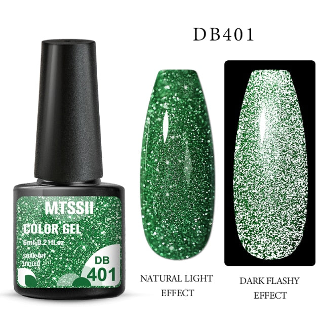 Mtssii 6ml Reflective Glitter Gel Nail Polish 8Colors Sparkling Auroras Laser Nail Gel Semi Permanent Soak Off UV Gel Varnish