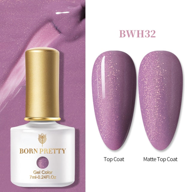 BORN PRETTY 1 Bottle 7ml Glitter Nail Gel Polish Colorful Pink Purple UV LED Varnish Soak Off Nail Art UV Gel Polish
