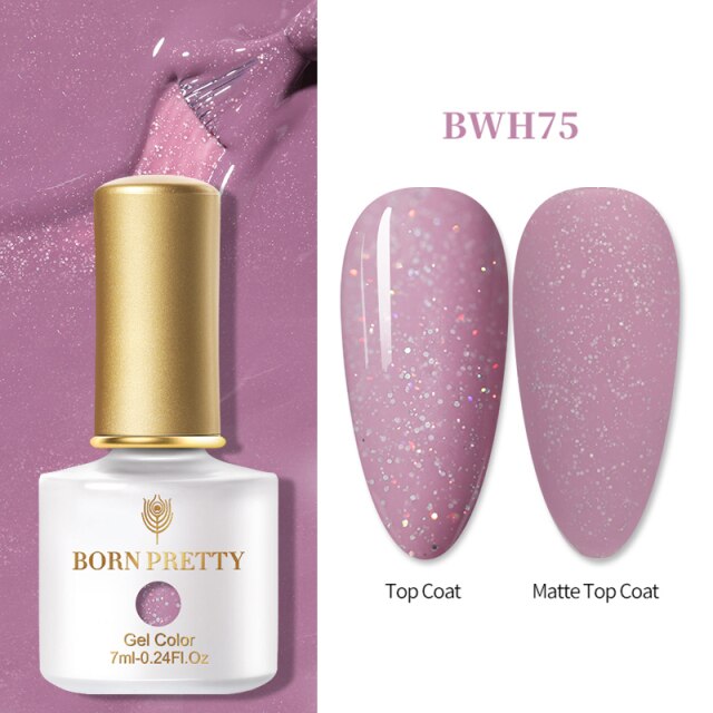BORN PRETTY 1 Bottle 7ml Glitter Nail Gel Polish Colorful Pink Purple UV LED Varnish Soak Off Nail Art UV Gel Polish