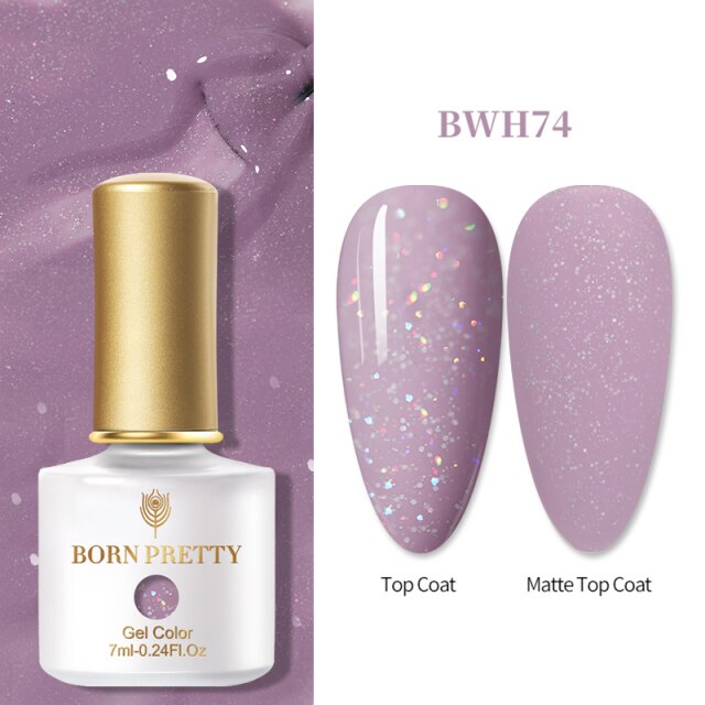 BORN PRETTY 1 Bottle 7ml Glitter Nail Gel Polish Colorful Pink Purple UV LED Varnish Soak Off Nail Art UV Gel Polish