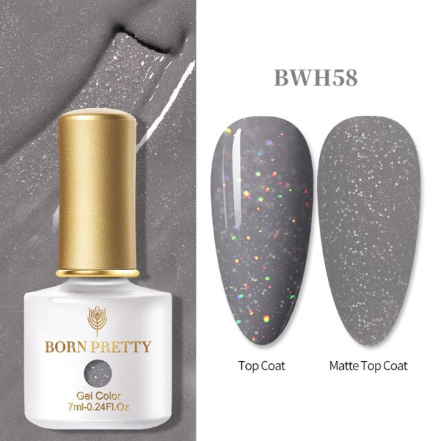 BORN PRETTY 1 Bottle 7ml Glitter Nail Gel Polish Colorful Pink Purple UV LED Varnish Soak Off Nail Art UV Gel Polish