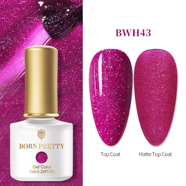 BORN PRETTY 1 Bottle 7ml Glitter Nail Gel Polish Colorful Pink Purple UV LED Varnish Soak Off Nail Art UV Gel Polish