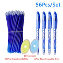 50+6Pcs/Set Erasable Gel Pen Set Refills Rod 0.5mm Washable Handle Magic Erasable Pen for Office School Writing Stationery