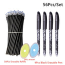 50+6Pcs/Set Erasable Gel Pen Set Refills Rod 0.5mm Washable Handle Magic Erasable Pen for Office School Writing Stationery