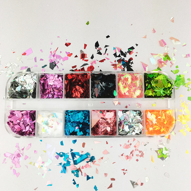 10g Holographic AB Nail Glitter Flakes Shell Sparkly Sequins Irregular Paillette DIY Gel Polish Manicure Nail Art Decorations