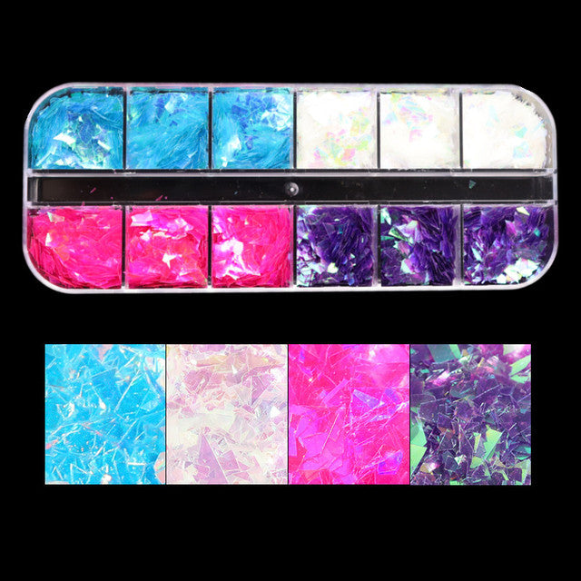 10g Holographic AB Nail Glitter Flakes Shell Sparkly Sequins Irregular Paillette DIY Gel Polish Manicure Nail Art Decorations