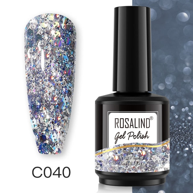 ROSALIND Gel Nail Polish 40 Colors Semi Permanent Manicure Nail Art Gel Varnishes Hybrid Base Top Coat For Gel Polish