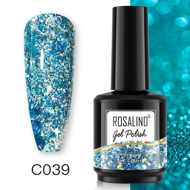 ROSALIND Gel Nail Polish 40 Colors Semi Permanent Manicure Nail Art Gel Varnishes Hybrid Base Top Coat For Gel Polish