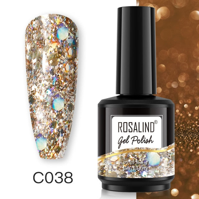 ROSALIND Gel Nail Polish 40 Colors Semi Permanent Manicure Nail Art Gel Varnishes Hybrid Base Top Coat For Gel Polish