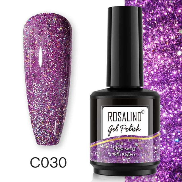 ROSALIND Gel Nail Polish 40 Colors Semi Permanent Manicure Nail Art Gel Varnishes Hybrid Base Top Coat For Gel Polish