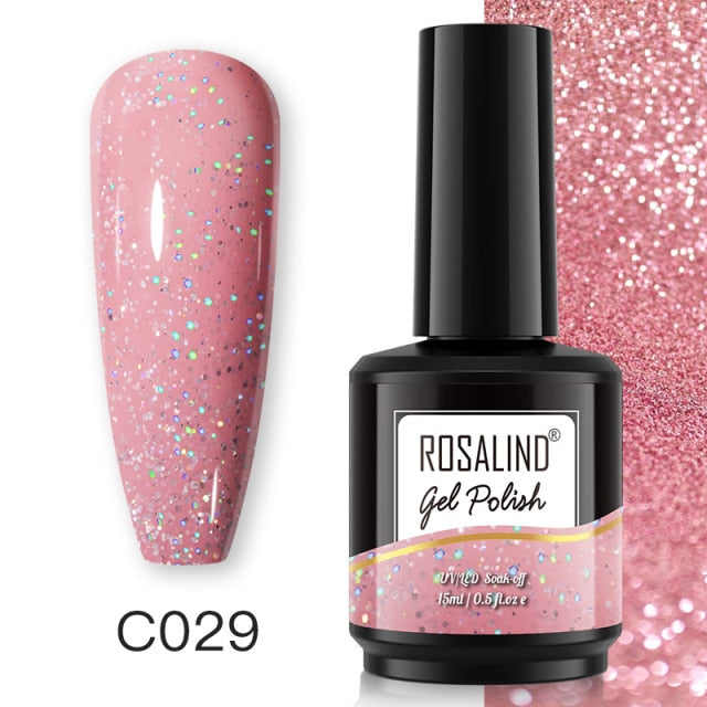ROSALIND Gel Nail Polish 40 Colors Semi Permanent Manicure Nail Art Gel Varnishes Hybrid Base Top Coat For Gel Polish