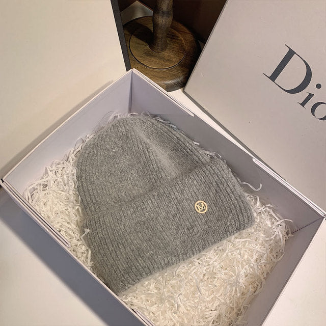 USPOP New Women's Hats Winter Thick Warm Knitted Hats Solid Color Letter M Soft Rabbit Hair Skullies Beanies