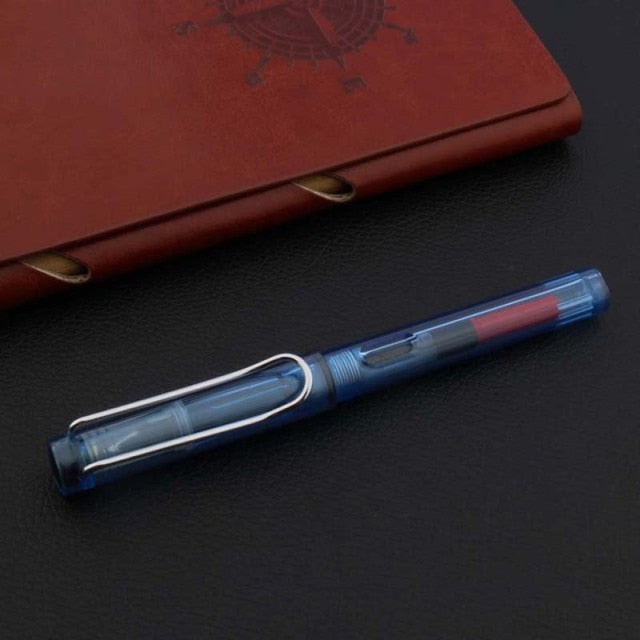 High Quality Piston Fountain Pen Transparent White bullet Needle 0.38mm 0.5mm Stationery Office School Supplies