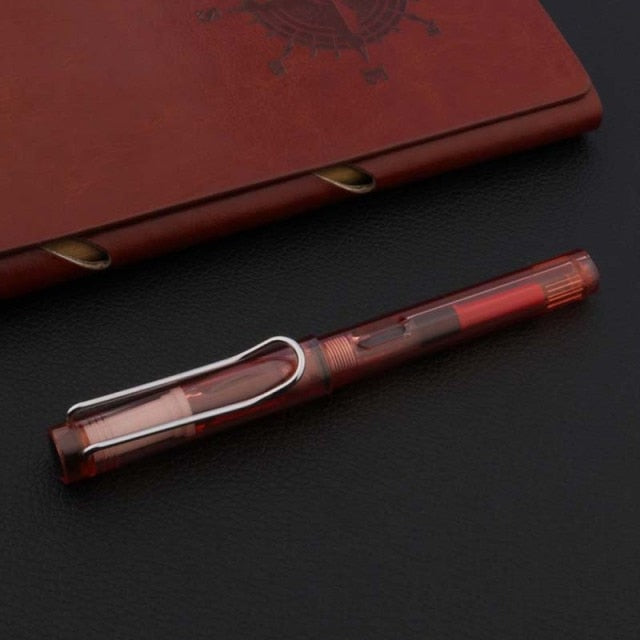 High Quality Piston Fountain Pen Transparent White bullet Needle 0.38mm 0.5mm Stationery Office School Supplies