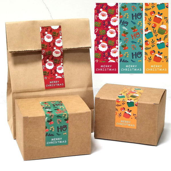30-90Pcs 90*30MM Merry Christmas Rectangle Santa Claus Gift Decorative Package Stickers Wrapping Gift Box Label Christmas Tags