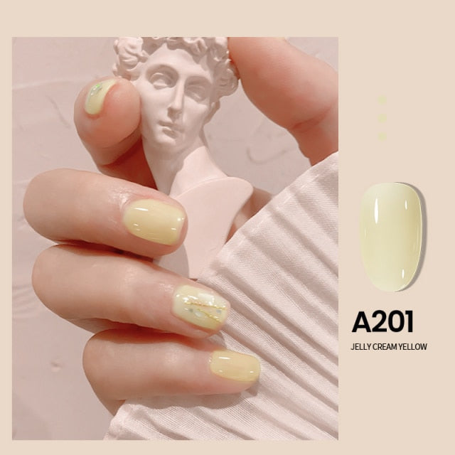 MAYCHAO 7.3ml Summer Pudding Gel Nail Polish Transparent Jelly Polish Top Coat Soak Off UV Gel Art Nail Varnish Semi Permanent