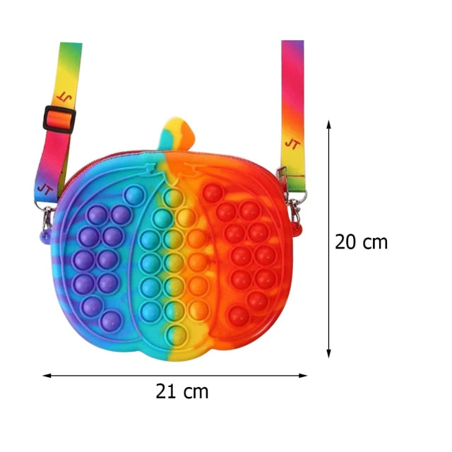 Cute Bag Fidget Toys Reliver Stress Toy Rainbow Push Bubble Simple Dimmer Antistress Toy Children Sensory Game Toy Backpack