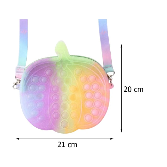 Cute Bag Fidget Toys Reliver Stress Toy Rainbow Push Bubble Simple Dimmer Antistress Toy Children Sensory Game Toy Backpack