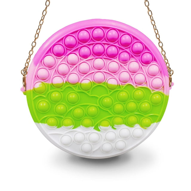 Cute Bag Fidget Toys Reliver Stress Toy Rainbow Push Bubble Simple Dimmer Antistress Toy Children Sensory Game Toy Backpack