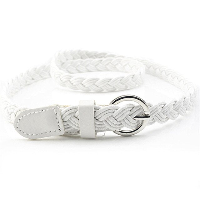 1pc Summer Women Braided Elastic Belt Buckle Vintage Bohe Straw Buckle Belt Women Knitted Belt Dress Belt 6styles