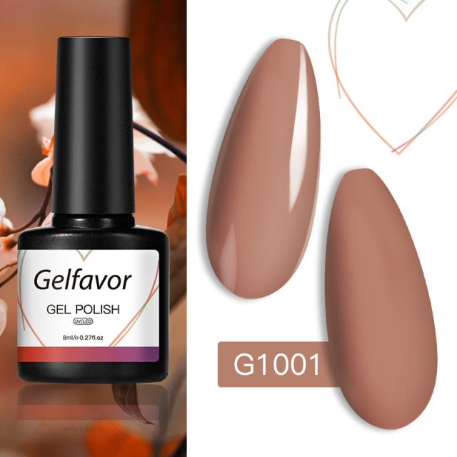 GELFAVOR Gel Nail Polish Glitter 8ML Semi-permanent Varnish Hybrid UV Nail Gel Polish For Manicure Nail Art Design Gel Varnishes
