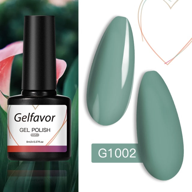 GELFAVOR Gel Nail Polish Glitter 8ML Semi-permanent Varnish Hybrid UV Nail Gel Polish For Manicure Nail Art Design Gel Varnishes