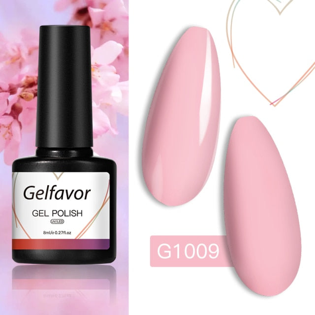 GELFAVOR Gel Nail Polish Glitter 8ML Semi-permanent Varnish Hybrid UV Nail Gel Polish For Manicure Nail Art Design Gel Varnishes