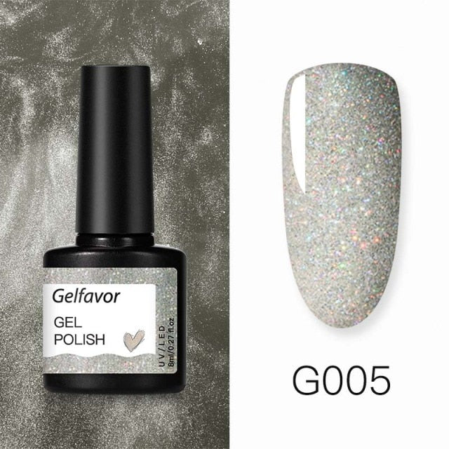 GELFAVOR Gel Nail Polish Glitter 8ML Semi-permanent Varnish Hybrid UV Nail Gel Polish For Manicure Nail Art Design Gel Varnishes