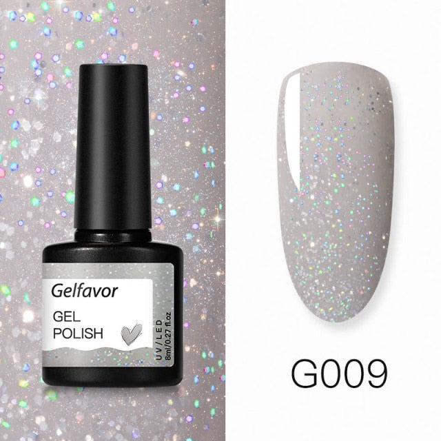 GELFAVOR Gel Nail Polish Glitter 8ML Semi-permanent Varnish Hybrid UV Nail Gel Polish For Manicure Nail Art Design Gel Varnishes