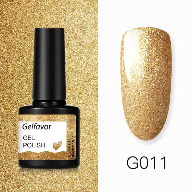 GELFAVOR Gel Nail Polish Glitter 8ML Semi-permanent Varnish Hybrid UV Nail Gel Polish For Manicure Nail Art Design Gel Varnishes