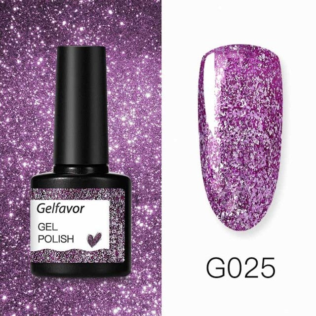 GELFAVOR Gel Nail Polish Glitter 8ML Semi-permanent Varnish Hybrid UV Nail Gel Polish For Manicure Nail Art Design Gel Varnishes
