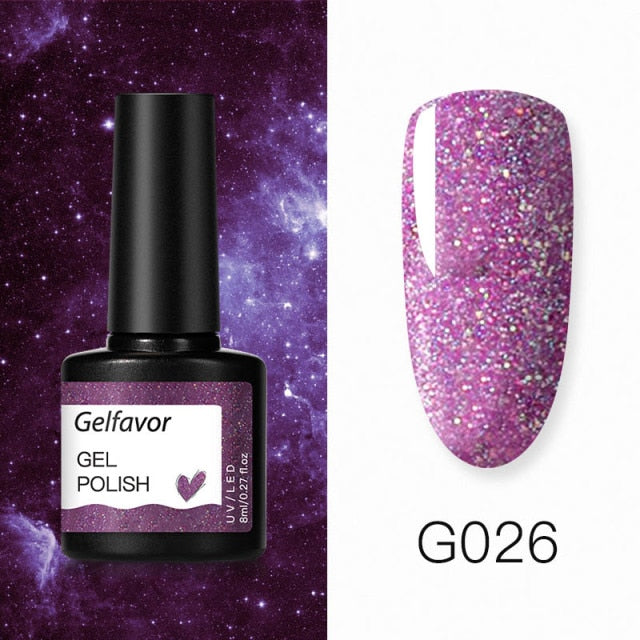 GELFAVOR Gel Nail Polish Glitter 8ML Semi-permanent Varnish Hybrid UV Nail Gel Polish For Manicure Nail Art Design Gel Varnishes