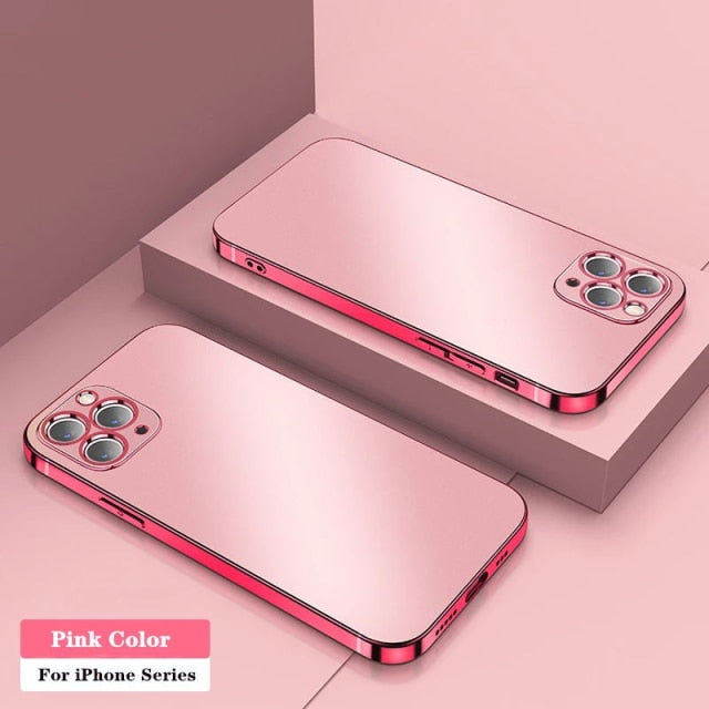 2021 Square Plating Transparent Soft Thin TPU Case For iPhone 12 11 Pro Max Mini XS MAX X XR 7 8 Plus SE2 Clear TPU Cover Coque