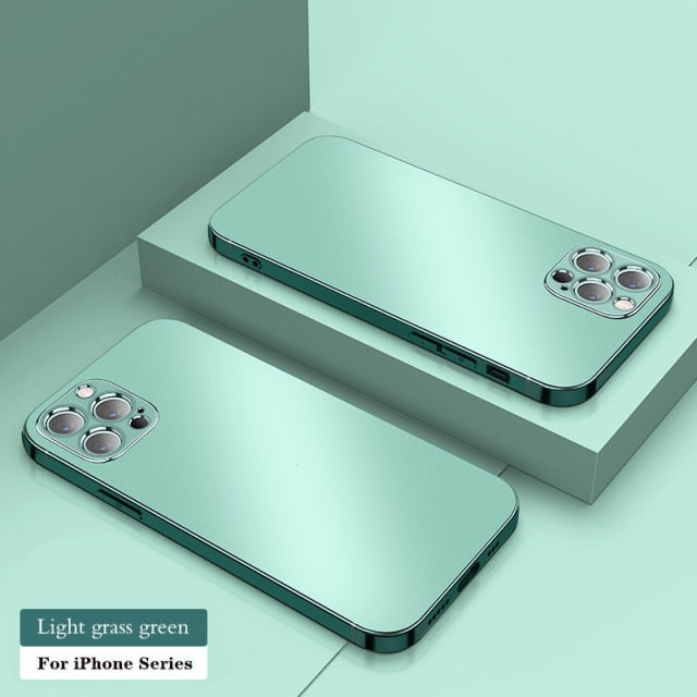 2021 Square Plating Transparent Soft Thin TPU Case For iPhone 12 11 Pro Max Mini XS MAX X XR 7 8 Plus SE2 Clear TPU Cover Coque