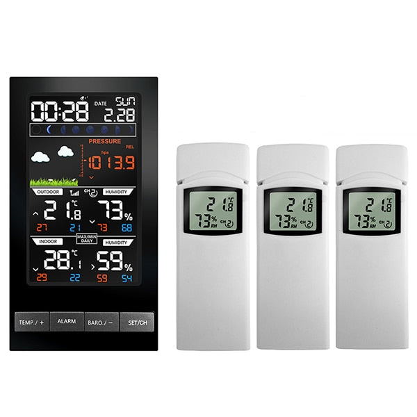 Weather Station Wireless indoor Outdoor Sensor Hygrometer Thermometer Pressure mmHg Barometer Alarm Clock Weather Forecast
