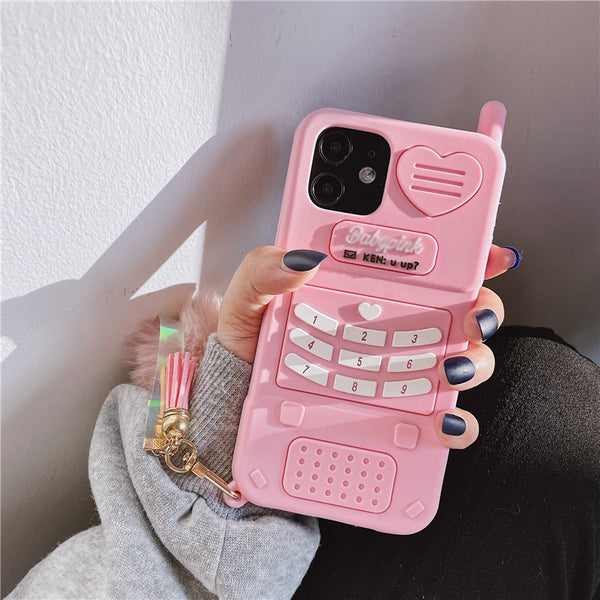 Cute Pink love heart kid girl gift Phone Case For iphone 13 12 11 pro max mini XR XSmax 6 7 8 Plus SE X Soft Silicone Back Cover