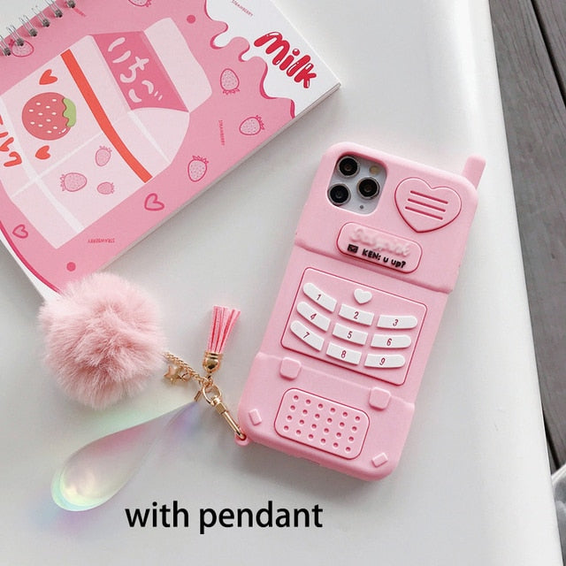 Cute Pink love heart kid girl gift Phone Case For iphone 13 12 11 pro max mini XR XSmax 6 7 8 Plus SE X Soft Silicone Back Cover