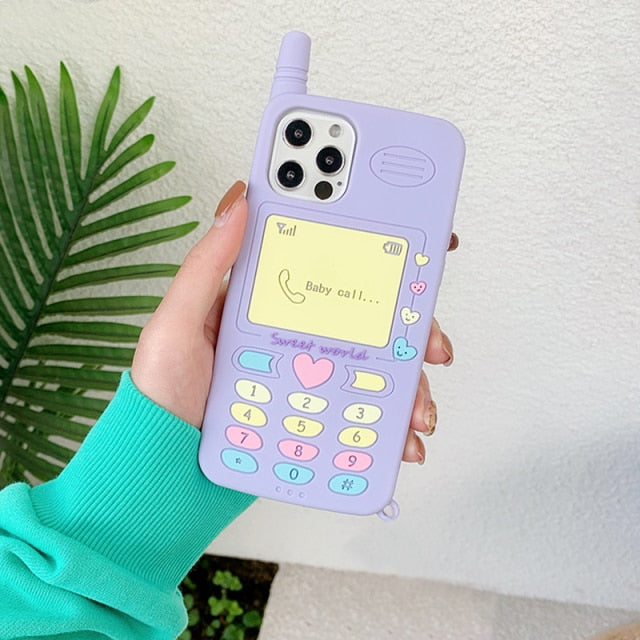 Cute Pink love heart kid girl gift Phone Case For iphone 13 12 11 pro max mini XR XSmax 6 7 8 Plus SE X Soft Silicone Back Cover