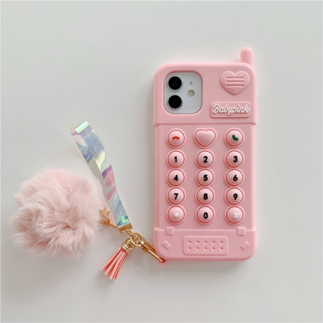 Cute Pink love heart kid girl gift Phone Case For iphone 13 12 11 pro max mini XR XSmax 6 7 8 Plus SE X Soft Silicone Back Cover