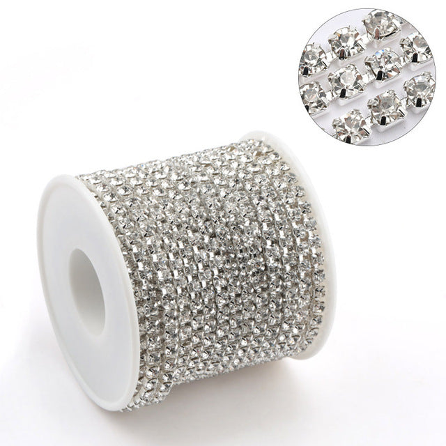 1Yard/Pack Glitter Crystal Rhinestones For Clothing Loose Flatback Sew On Rhinestone Chain AB Glass Rhinestones With Claw Z200