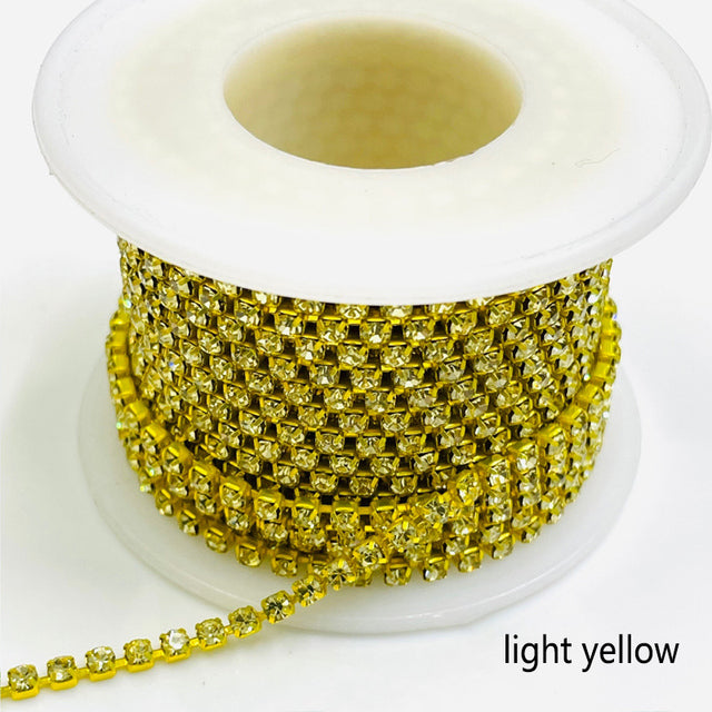 1Yard/Pack Glitter Crystal Rhinestones For Clothing Loose Flatback Sew On Rhinestone Chain AB Glass Rhinestones With Claw Z200