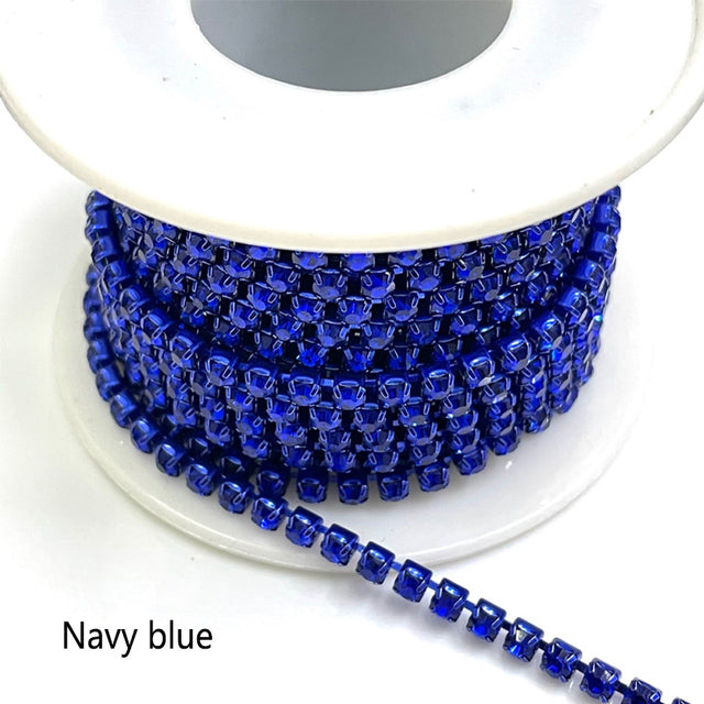 1Yard/Pack Glitter Crystal Rhinestones For Clothing Loose Flatback Sew On Rhinestone Chain AB Glass Rhinestones With Claw Z200