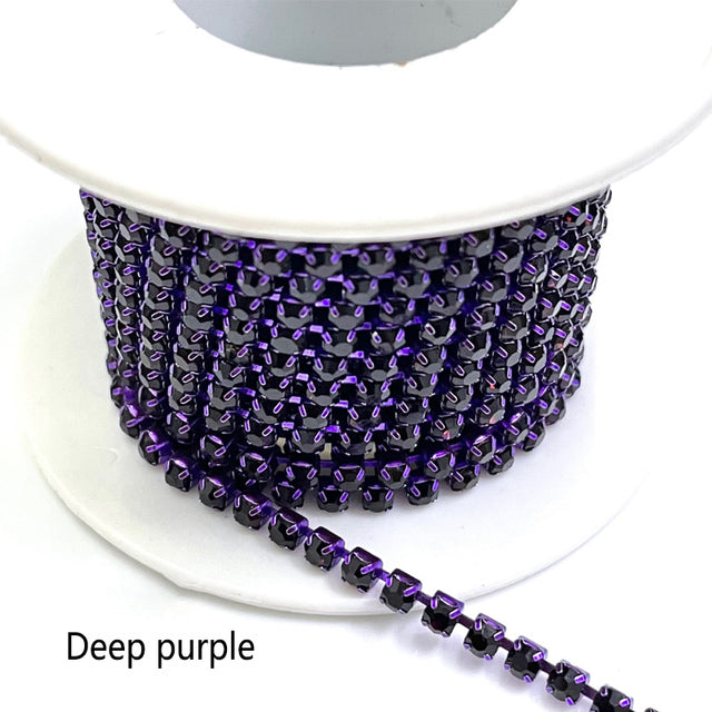 1Yard/Pack Glitter Crystal Rhinestones For Clothing Loose Flatback Sew On Rhinestone Chain AB Glass Rhinestones With Claw Z200