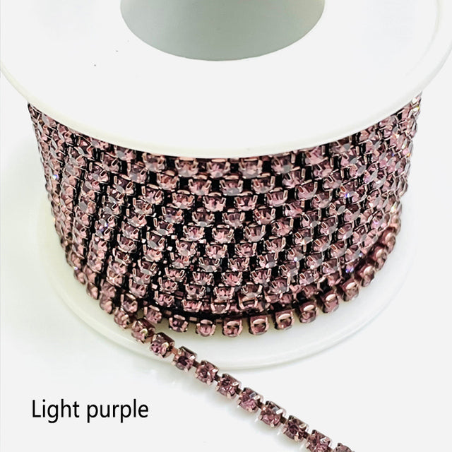 1Yard/Pack Glitter Crystal Rhinestones For Clothing Loose Flatback Sew On Rhinestone Chain AB Glass Rhinestones With Claw Z200