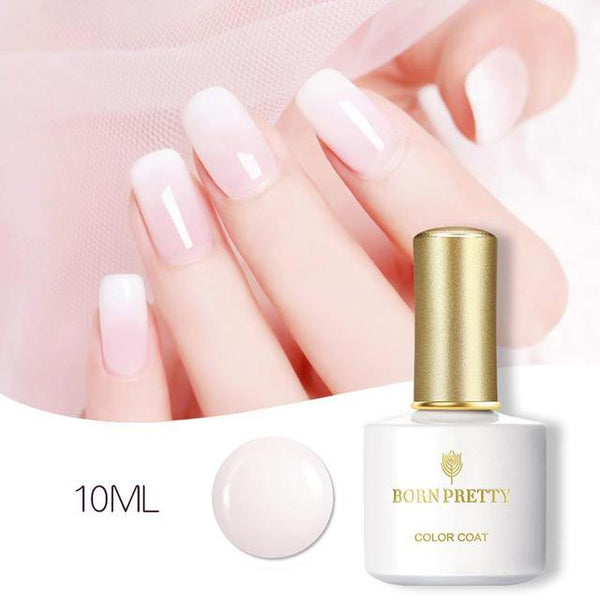 BORN PRETTY Milky Jelly Gel Nail Polish 7ml Pink Jelly Gel Polish No Wipe Top Coat White Soak Off Nail Art UV Gel Varnish