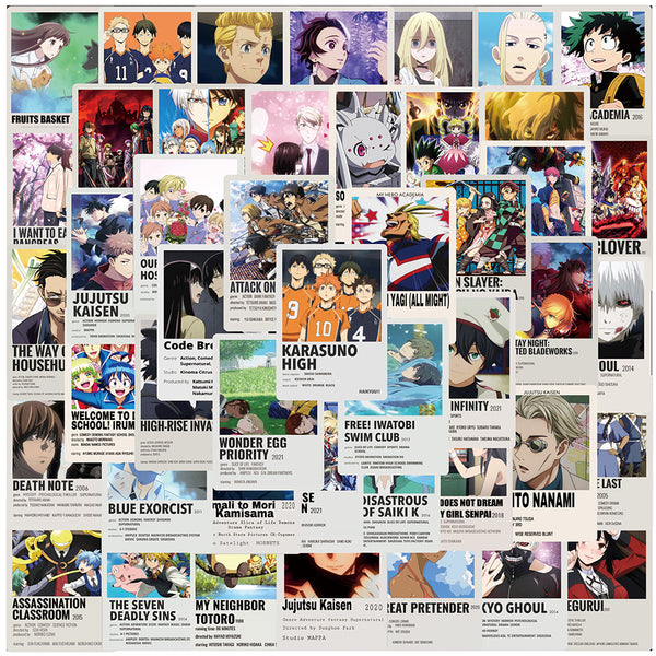 10/30/50PCS Anime Stickers Mix Demon Slayer My Hero Academia Sticker Poster Phone Laptop Luggage Graffiti Kid Cartoon Sticker