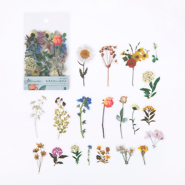 Mohamm 40sheets Plant Flowers Mini Scrapbooking Stickers Aesthetic Paper Sticker Flakes Stationary Office Accessorie Art Supplie